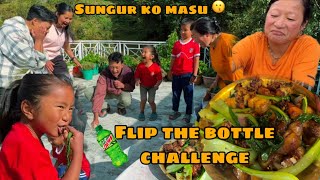 MOMMY MASU KHANA NAPAYERA SAD 😂 FLIP THE BOTTLE CHALLENGE WITH SUNGUR KO MASU 👀 EPIC VAYO 🫶 [upl. by Rask]