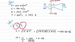 Compressible flow Numerical on convergent divergent nozzle using Gas tables [upl. by Llehsar582]