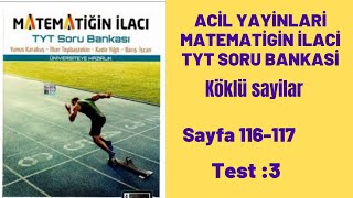 ACİL YAYINLARI MATEMATİĞİN İLACI TYT SORU BANKASI Köklü sayılar test3 [upl. by Ivz]