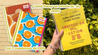 Idea para hacer un cuaderno de 200 hojas con dos cuadernos profesionales de 100 hojas 📒 [upl. by Harri]