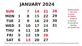 January Calendar 2024 [upl. by Sabas]