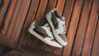 Travis Scott x Air Jordan 1 Low OG SP quotMedium Olivequot Review amp OnFeet [upl. by Lowery150]