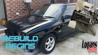 Part 1  Mazda 323 GTX gets put back together [upl. by Remus]