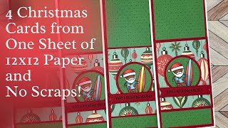 Turn 12x12 Paper into Fun Christmas Cards without Making Scraps [upl. by Yeltrab]