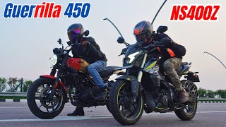 Guerrilla 450 vs NS400Z Drag Race [upl. by Odicalp152]