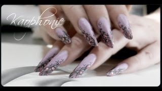 Tuto nail art Dentelles aquarelle et pierres pailletées [upl. by Whitby806]