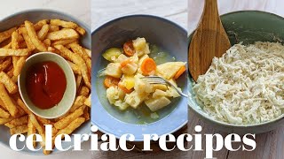 Celeriac Recipes 3 Ways  Celeriac Chips Celeriac Stew Raw Celeriac Salad [upl. by Jilleen928]