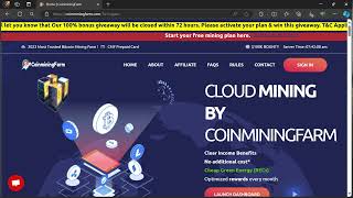 Coinminingfarm Mining Cloud Farm Company [upl. by Kcirdde]