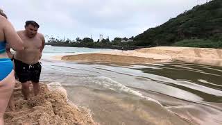 Waimea river water runs into the ocean [upl. by Eellah]