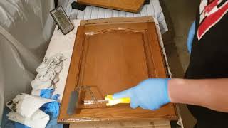 An Easy Fix  Honey Oak Cabinets Using Fusion Gel Stain Black [upl. by Darrin]