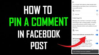 How to Pin a Comment in Facebook Post Easy Method [upl. by Atihcnoc710]