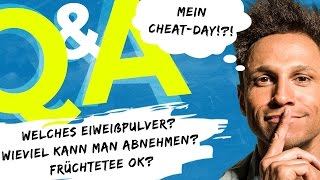 MachDichKrass  QampA  Mein CheatDay und welches Eiweißpulver Früchtetee gut Wieviel abnehmen [upl. by Drannel]