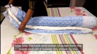 How to put on a duvet cover quickly and effortlessly रजाई कवर चढाने की आसान तरकीब [upl. by Allimac]