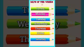 Days of the week song  Sunday Monday song week name in english [upl. by August]