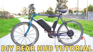 DIY CHEAP 200 eBike REAR HUB Conversion Tutorial  Bafang 500W 48V 26quot [upl. by Ytiak]