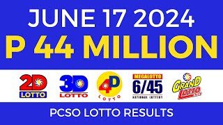 Lotto Result Today 9pm June 17 2024  PCSO Complete [upl. by Siuoleoj]