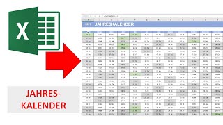 Jahreskalender 2021 I Excel Vorlage I Excelpedia [upl. by Avalsorim574]