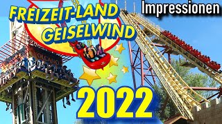 Freizeitland Geiselwind 2022  Impressionen  Alle Fahrgeschäfte [upl. by Adnohsak]