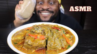 Mukbang Asmr Oxtail Palmnut soupBeef Belly amp Garri fufuAfrican MukbangBlack in Japan [upl. by Ahsien]