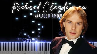 Richard Clayderman  Mariage damour  Piano Tutorial with Chord [upl. by Daryle]