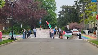 Concerns raised after protesters block road near McMaster University entrance [upl. by Tamberg]