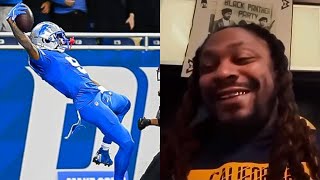 Marshawn Lynch Reacts To Jameson Williams TD Celebration [upl. by Ahsataj]