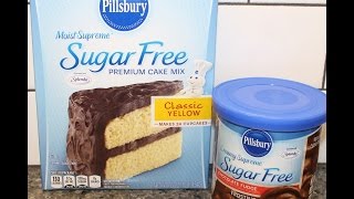 Making A Pillsbury Sugar Free Cake Mix with Sugar Free Frosting amp Review [upl. by Kyre]