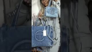 Blue Telfar Denim Shopping Bags  FULL TELFAR VIDEO UNBOXING ON MY CHANNEL  TELFAR [upl. by Repsaj168]