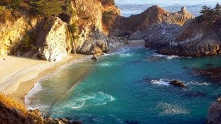 ♥♥ Relaxing 3 Hour Video of a Waterfall on an Ocean Beach at Sunset [upl. by Swigart]