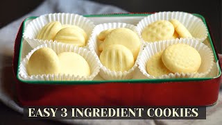 Easy 3 ingredient cookies3 ingredient sugar cookiesButter Cookie RecipeEasy Cookie Recipe [upl. by Kleiman]