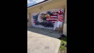 Patriotic Garage Door Makeover Eagle amp American Flag Design Installation  Decor Your Door [upl. by Drofnelg484]