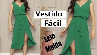 Vestido para Iniciantes Super Fácil Corte e Costura sem moldes [upl. by Strickler]