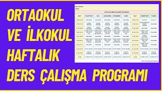 Ortaokul ve İlkokul Haftalık Ders Çalışma Programı [upl. by Calmas197]