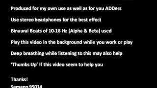 ADHD  Adult ADD Relief Executive Function using Best Binaural Beats Alpha amp Beta [upl. by Kent]