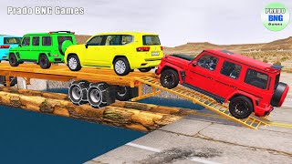 Toyota Cars vs Train  Truck Man Flatbed vs Train Beamngdrive 145 [upl. by Anidene]