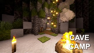 Cozy Cave Camp in Minecraft Lush Caves 🌿  Survival Base Build [upl. by Asseralc]