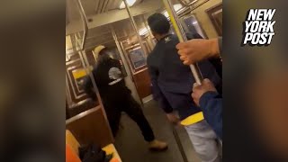 WATCH Harrowing video shows men clashing moments before NYC subway shooting [upl. by Junie]