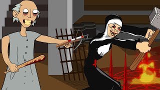 GRANNY THE HORROR GAME ANIMATION 22  EVIL NUN Vs Scary Granny DAY 2 [upl. by Enawtna266]