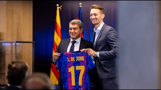 LUUK DE JONGs OFFICIAL PRESENTATION AS A BARÇA PLAYER from CAMP NOU FULL LIVESTREAM [upl. by Eelanej]