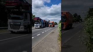 VOLVO FH460 vs DAF CF slowmotion racing [upl. by Nehpets]