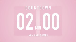 2 Min Countdown Flip Clock Timer  Simple Beeps 🌸🔔 [upl. by Nylek]