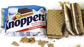 Knoppers Waffle Milk Cream Hazelnut Taste Breakfast [upl. by Jennee]