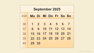 Kalender September 2025 [upl. by Nanaek]