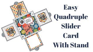 Quadruple Slider Card  4 Sided Slider Card With Stand [upl. by Atsirhc561]