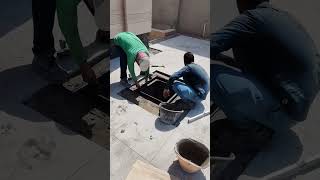 Fixing manhole cover غطاء فتحة الصرف الصحي construction marbleflooring marbleflooring struggle [upl. by Gabi]