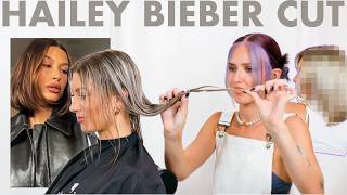 trying the HAILEY BIEBER long bob cut [upl. by Einalem]