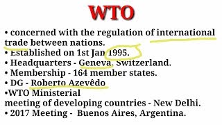 WTO  World Trade Organisation [upl. by Airet]