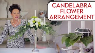 Candelabra Flower Arrangement Floristry Tutorial [upl. by Ylus]