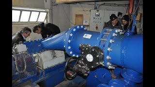 Crossflow SIAPRO hydro turbine 100 kW with patented regulation test start [upl. by Eblehs]