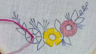 Embroidery flower designs  hoop art embroidery design  hand embroidery for beginners  stitches [upl. by Asilak]